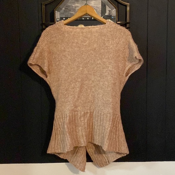 Dressy cap sleeve braid detail front deep V sweater - Picture 2 of 4